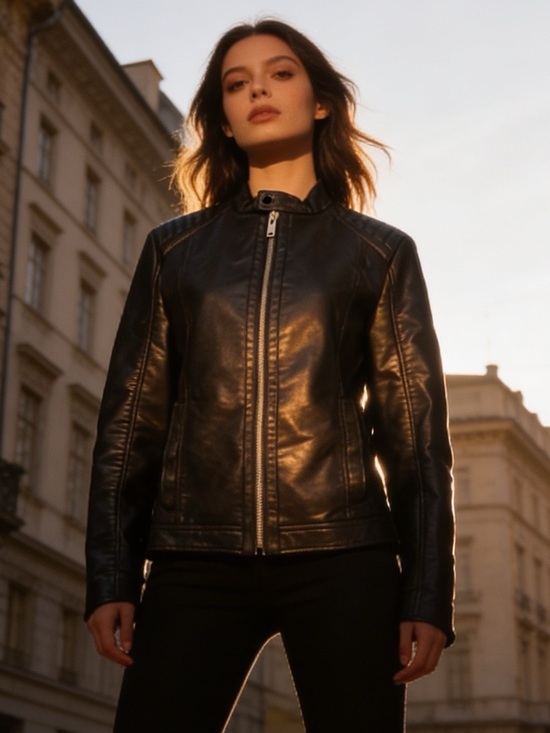 Zara Jackets & Blazers - Zara Black Faux Leather Moto Jacket Quilted Shoulder Women S